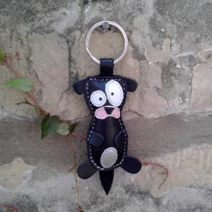 Cute Little Black Otter Leather Animal Keychain -..