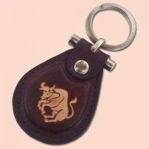 Taurus Zodiac Leather Metal T Keychain -