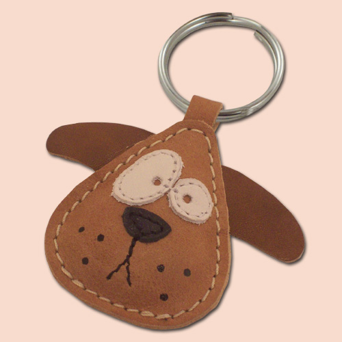 Chowder The Cute Little Dog Leather Animal Keychain