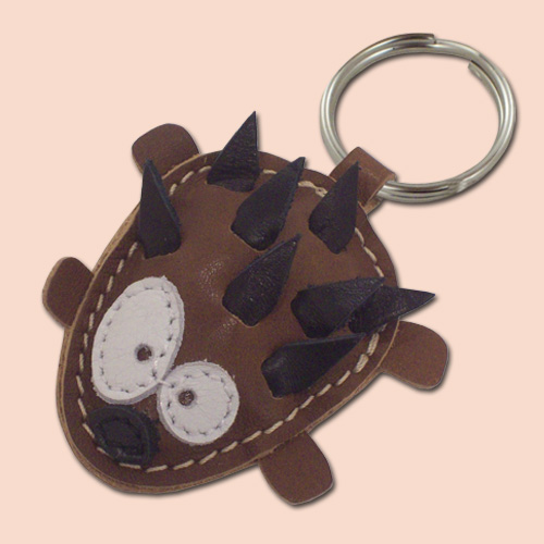 Sweet Little Hedgehog Leather Animal Keychain