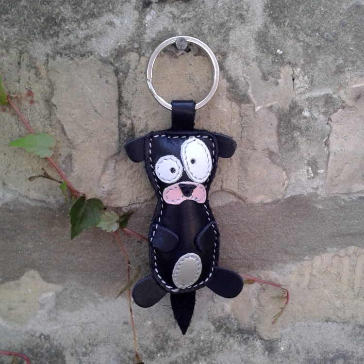 Cute Little Black Otter Leather Animal Keychain - Wordlwide - Handmade Leather Otter Bag Charm